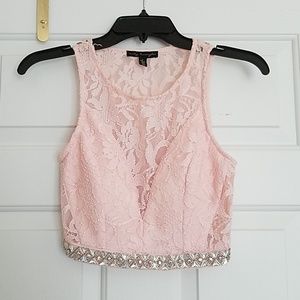 Two piece beautiful light pink prom dress